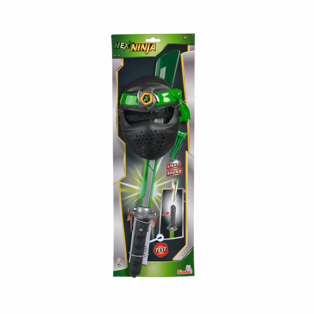 Simba Next Ninja Sword and Mask, Lightsaber, Toy Sword, with Shooting Function, Green, 108042238