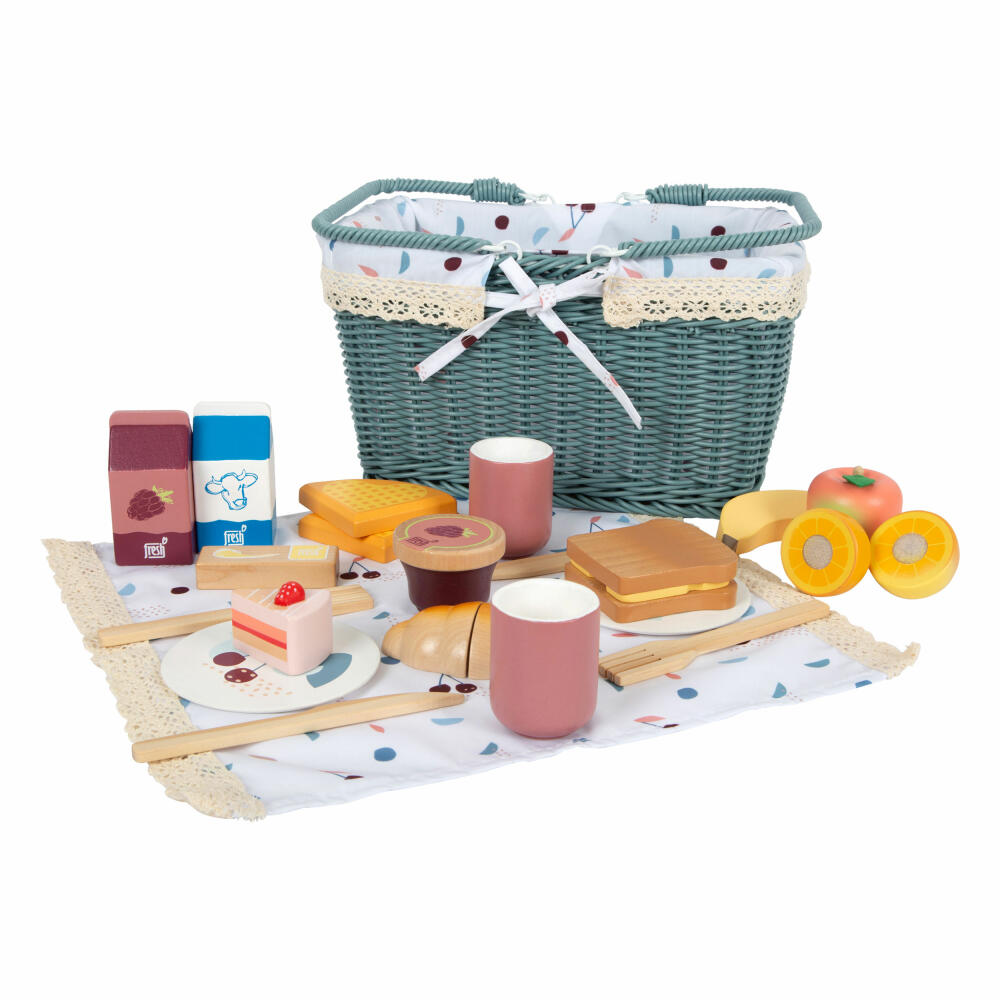 Legler picnic basket tasty, grocery store toy, toy food, accessories, wood, 12325