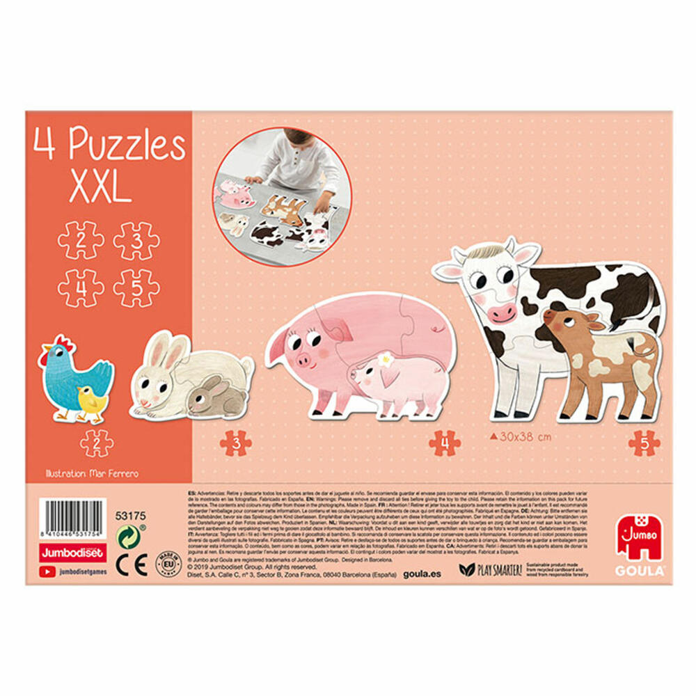 Jumbo Spiele GOULA 4 XXL-Puzzle Tiermütter und ihre Babys, Kinderpuzzle, Legespiel, Kinder Puzzles, 53175