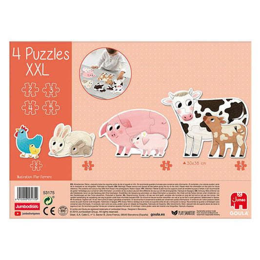 Jumbo Spiele GOULA 4 XXL-Puzzle Tiermütter und ihre Babys, Kinderpuzzle, Legespiel, Kinder Puzzles, 53175