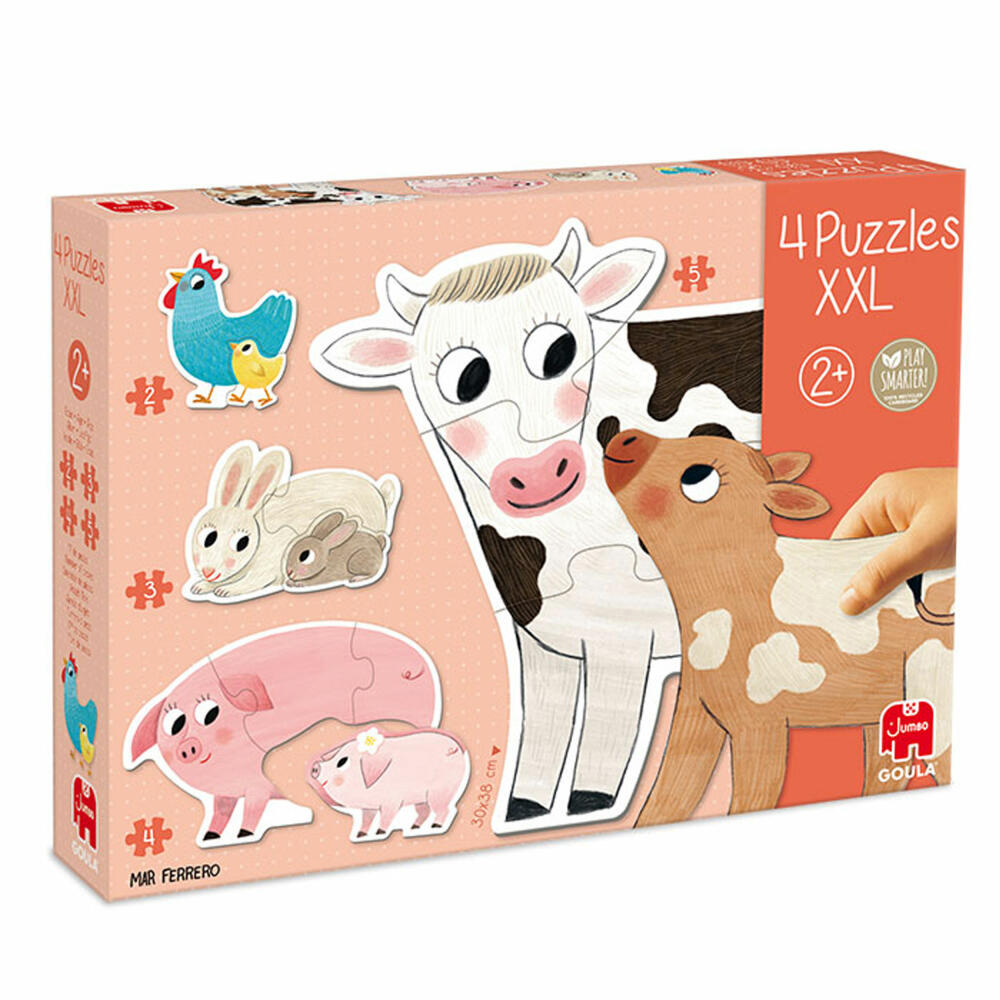 Jumbo Spiele GOULA 4 XXL-Puzzle Tiermütter und ihre Babys, Kinderpuzzle, Legespiel, Kinder Puzzles, 53175