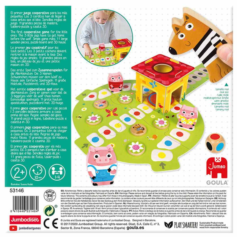Jumbo Games GOULA 3 little pigs, children's game, cooperative game, board game, family game, 53146