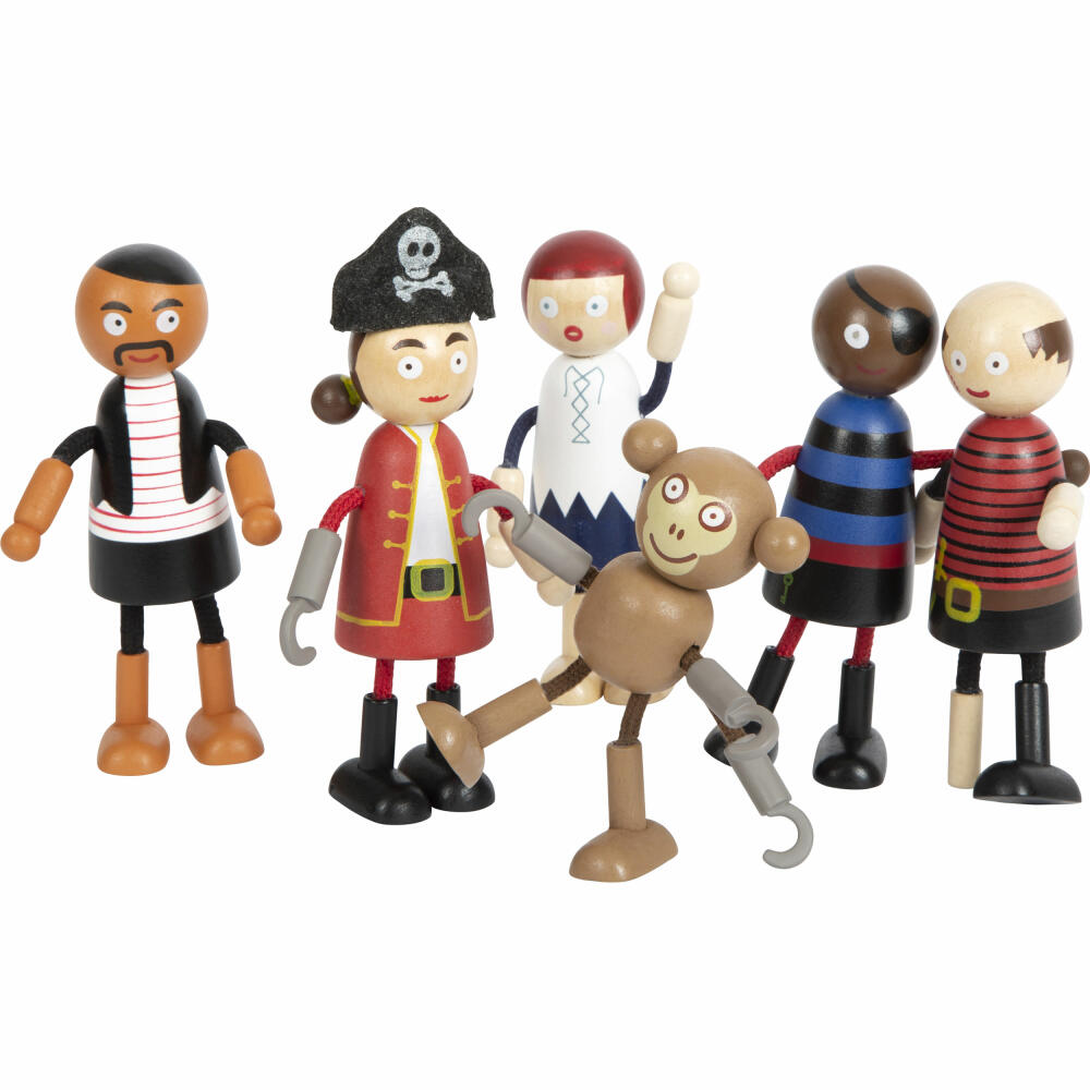 Legler Small Foot bendable dolls pirate figures, play figures, 6 pieces, from 3 years, 12412