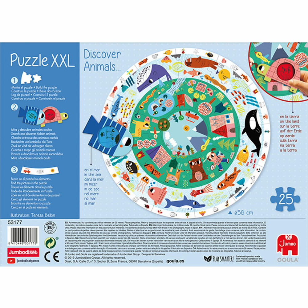 Jumbo Spiele GOULA XXL-Puzzle Tiere entdecken, Kinderpuzzle, Legespiel, Kinder Puzzles, 53177