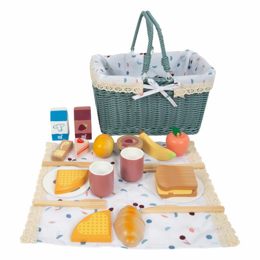 Legler Picknickkorb tasty, Kaufladen-Spielzeug, Spielzeug Nahrung, Zubehör, Holz, 12325