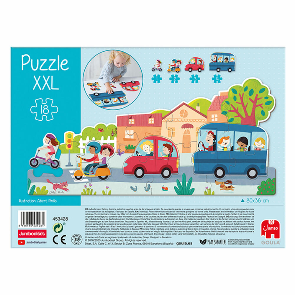 Jumbo Spiele GOULA XXL-Puzzle Fahrzeuge, Kinderpuzzle, Legespiel, Kinder, 18 Teile, 453428