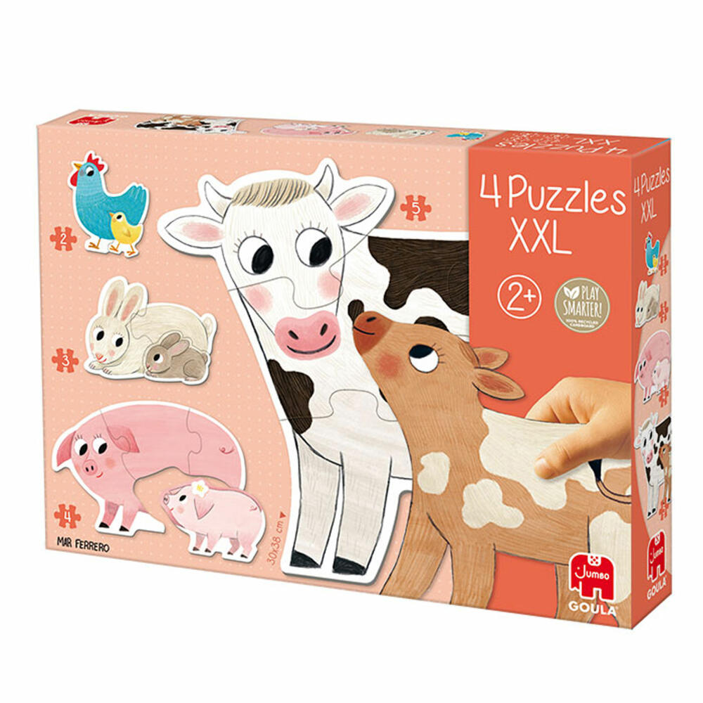 Jumbo Spiele GOULA 4 XXL-Puzzle Tiermütter und ihre Babys, Kinderpuzzle, Legespiel, Kinder Puzzles, 53175