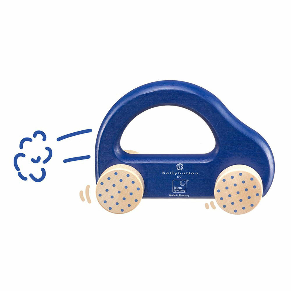 Selecta Spielzeug Kleiner Flitzer Grasping Toy, Car, Toddler Game, Toddler Toy, Wood, Blue, 10 cm, 64008