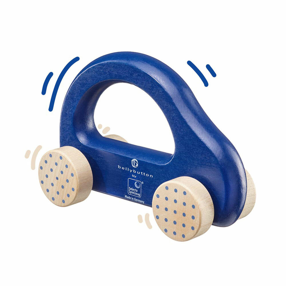 Selecta Spielzeug Kleiner Flitzer Grasping Toy, Car, Toddler Game, Toddler Toy, Wood, Blue, 10 cm, 64008