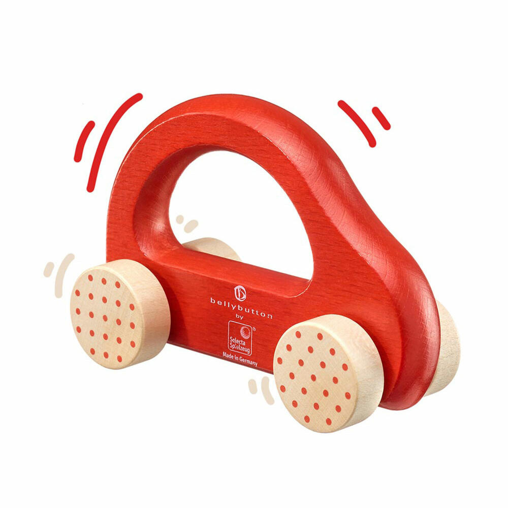Selecta Toys Little Flitzer Grasping Toy, Car, Toddler Game, Toddler Toy, Wood, Red, 10 cm, 64007
