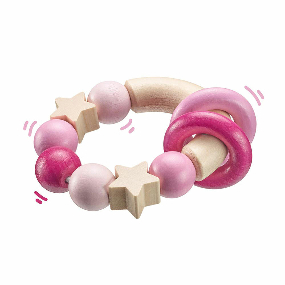 Selecta Spielzeug Glücksgriff Greifling, Kleinkindspiel, Kleinkindspielzeug, Holz, Rosa, 7.5 cm, 64000