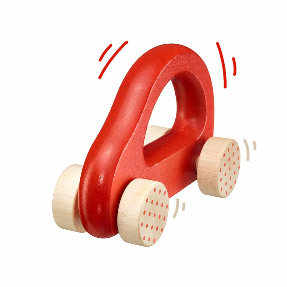 Selecta Toys Little Flitzer Grasping Toy, Car, Toddler Game, Toddler Toy, Wood, Red, 10 cm, 64007
