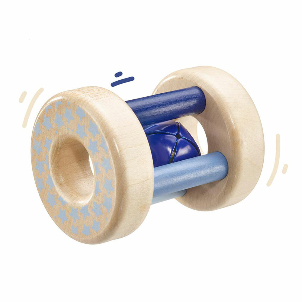Selecta Spielzeug Sternchenflitzer Rattle, Toddler Game, Toddler Toy, Wood, Blue, 7 cm, 64011