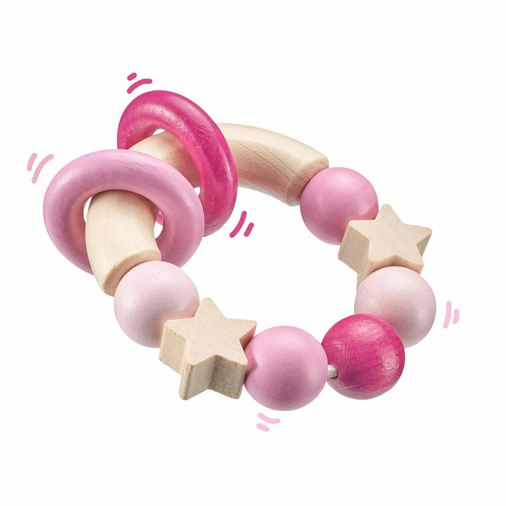 Selecta Spielzeug Glücksgriff Greifling, Kleinkindspiel, Kleinkindspielzeug, Holz, Rosa, 7.5 cm, 64000