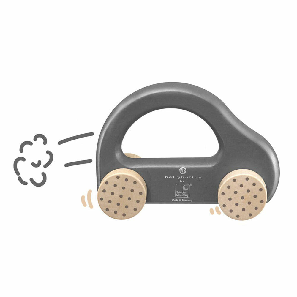 Selecta Spielzeug Kleiner Flitzer Grasping Toy, Car, Toddler Game, Toddler Toy, Wood, Grey, 10 cm, 64004