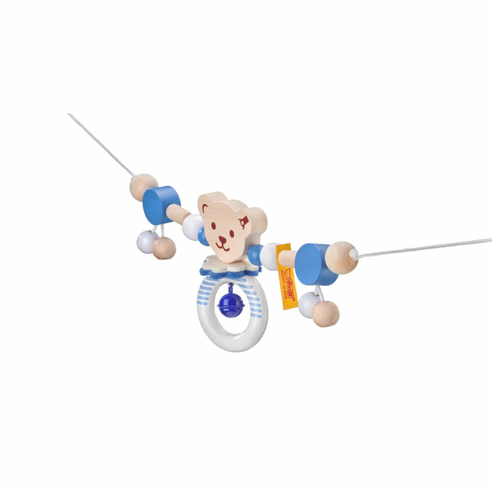 Selecta Steiff Cart Chain, Pram Chain, Stroller Chain, Baby Toy, Blue, 63 cm, 64305