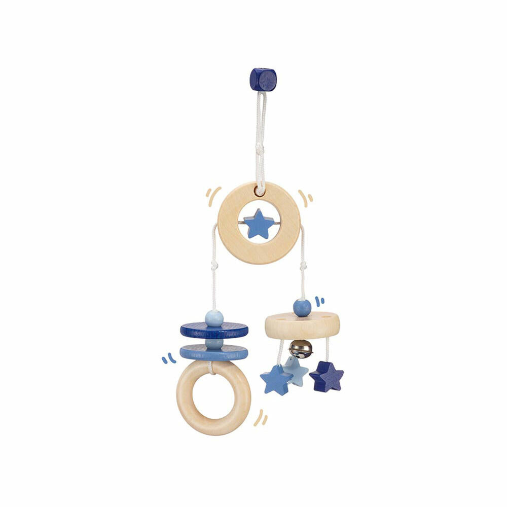 Selecta Toys Star Fun Game Pendant, Mini Trapeze, Toddler Game, Toddler Toy, Wood, Blue, 15.5 cm, 64015