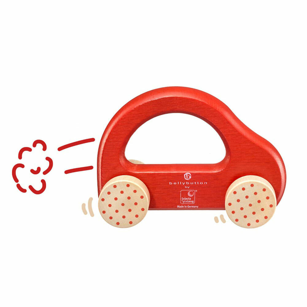 Selecta Toys Little Flitzer Grasping Toy, Car, Toddler Game, Toddler Toy, Wood, Red, 10 cm, 64007