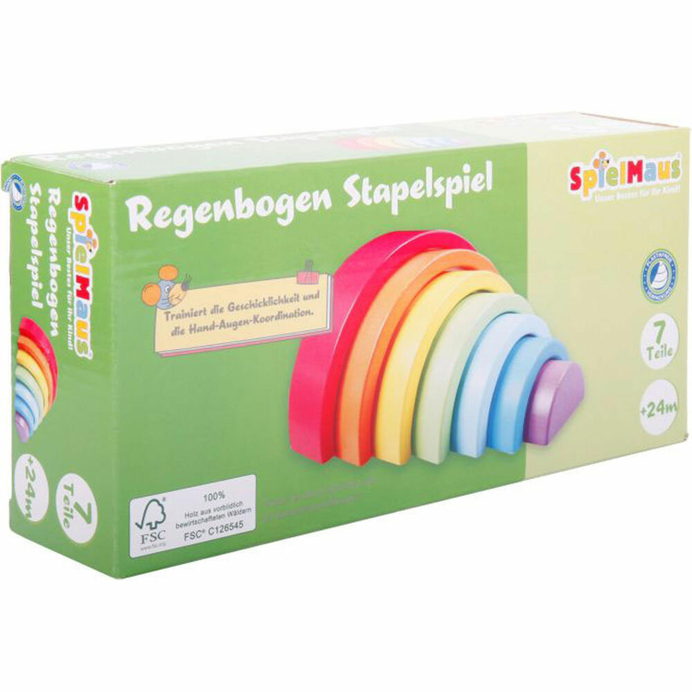 SpielMaus Wooden Rainbow Stacking Game