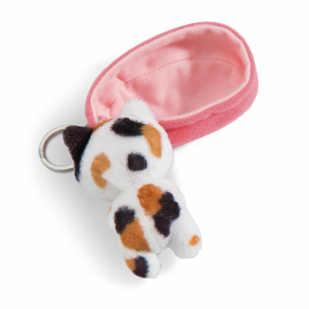 NICI Sleeping Pets Katze Dreifarbig Schlüsselanhänger, Schlüssel Anhänger, Glücksbringer, 8 cm, 48842