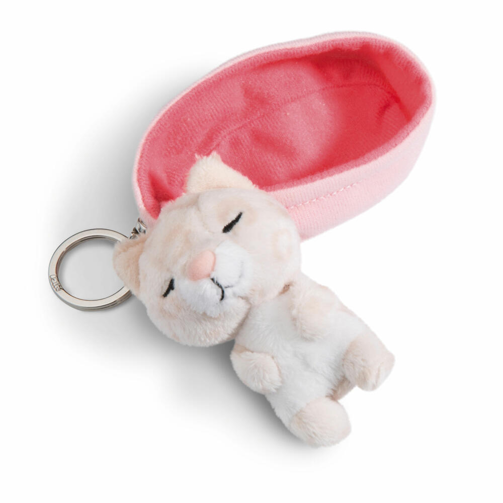NICI Sleeping Pets Katze Leoprint Schlüsselanhänger, Schlüssel Anhänger, Glücksbringer, 8 cm, 48840