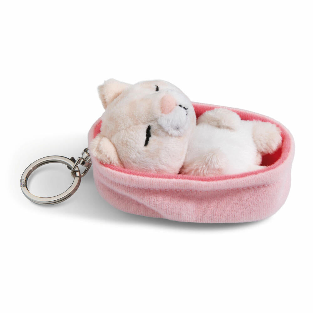 NICI Sleeping Pets Katze Leoprint Schlüsselanhänger, Schlüssel Anhänger, Glücksbringer, 8 cm, 48840
