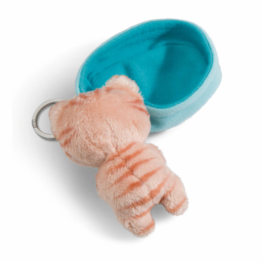 NICI Sleeping Pets Katze Schlüsselanhänger, Schlüssel Anhänger, Glücksbringer, Braun Getigert, 8 cm, 48837