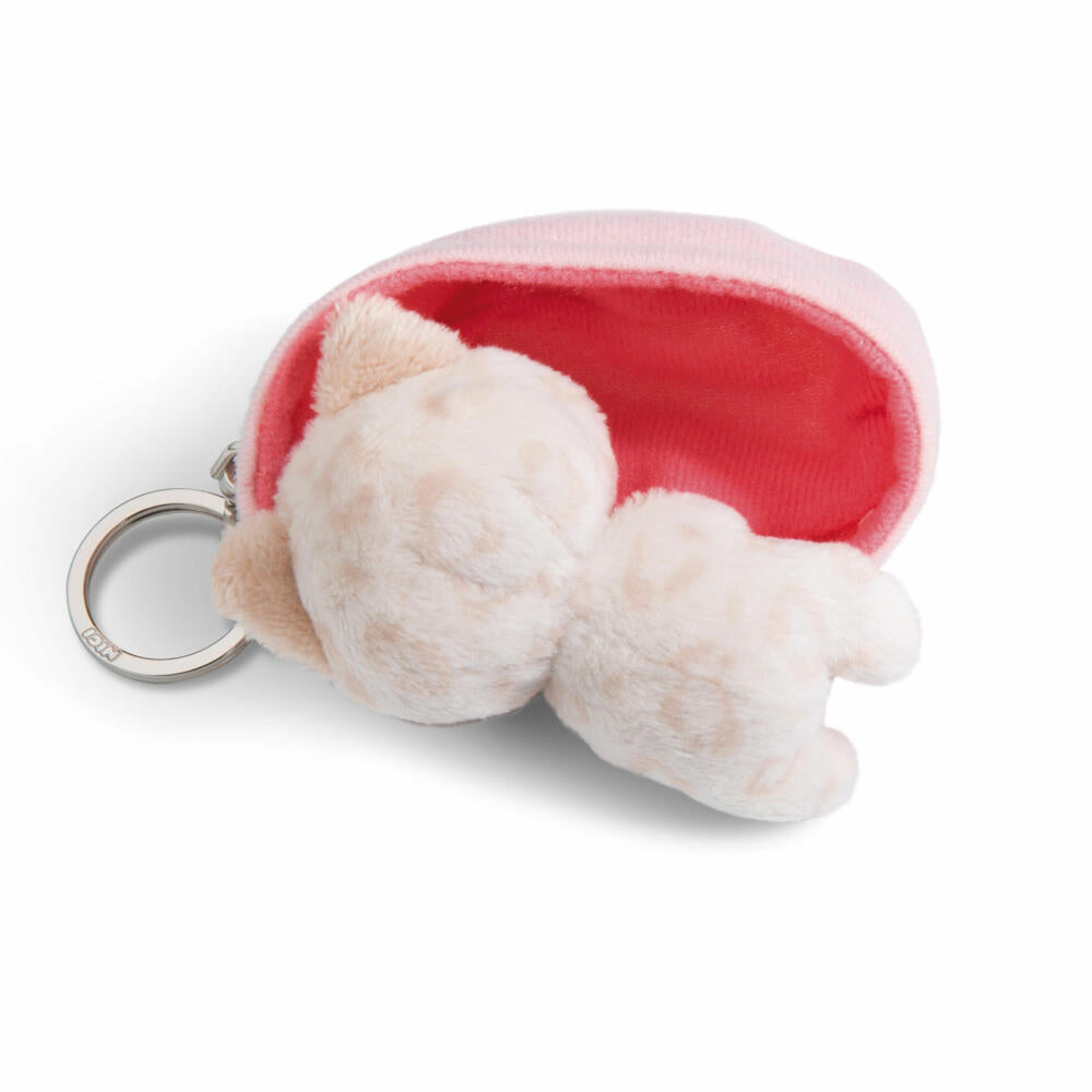 NICI Sleeping Pets Katze Leoprint Schlüsselanhänger, Schlüssel Anhänger, Glücksbringer, 8 cm, 48840