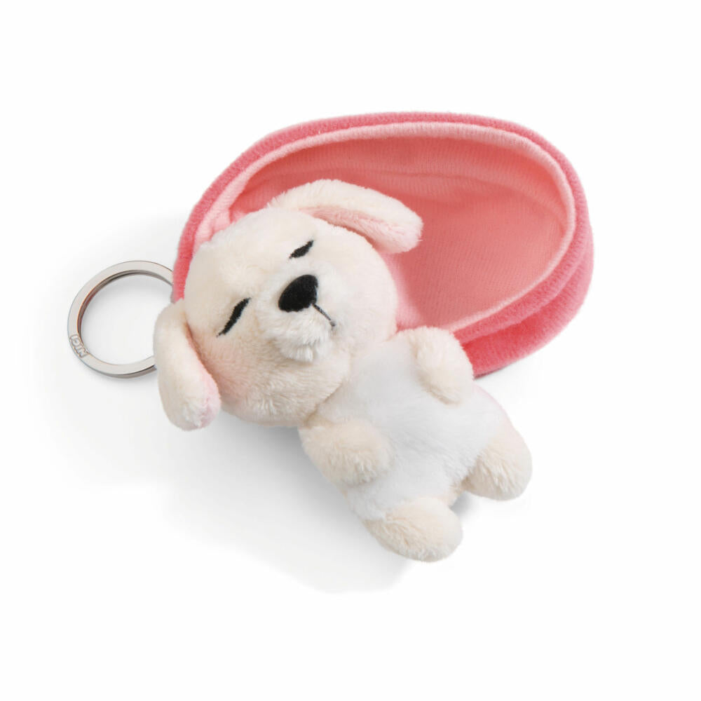 NICI Sleeping Pets Hund Schlüsselanhänger, Schlüssel Anhänger, Glücksbringer, Creme, 8 cm, 48834