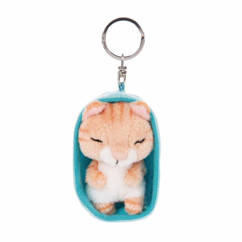 NICI Sleeping Pets Katze Schlüsselanhänger, Schlüssel Anhänger, Glücksbringer, Braun Getigert, 8 cm, 48837