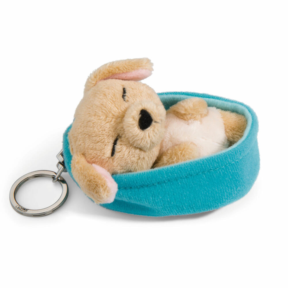 NICI Sleeping Pets Dog Keyring, Key Pendant, Lucky Charm, Caramel, 8 cm, 48835
