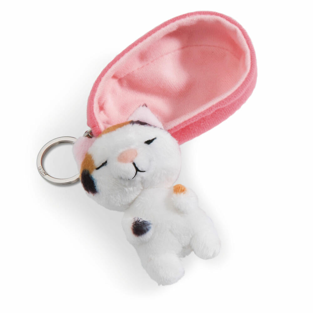 NICI Sleeping Pets Katze Dreifarbig Schlüsselanhänger, Schlüssel Anhänger, Glücksbringer, 8 cm, 48842