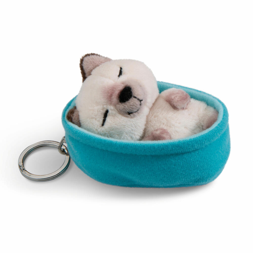 NICI Sleeping Pets Katze Siam Schlüsselanhänger, Schlüssel Anhänger, Glücksbringer, 8 cm, 48838