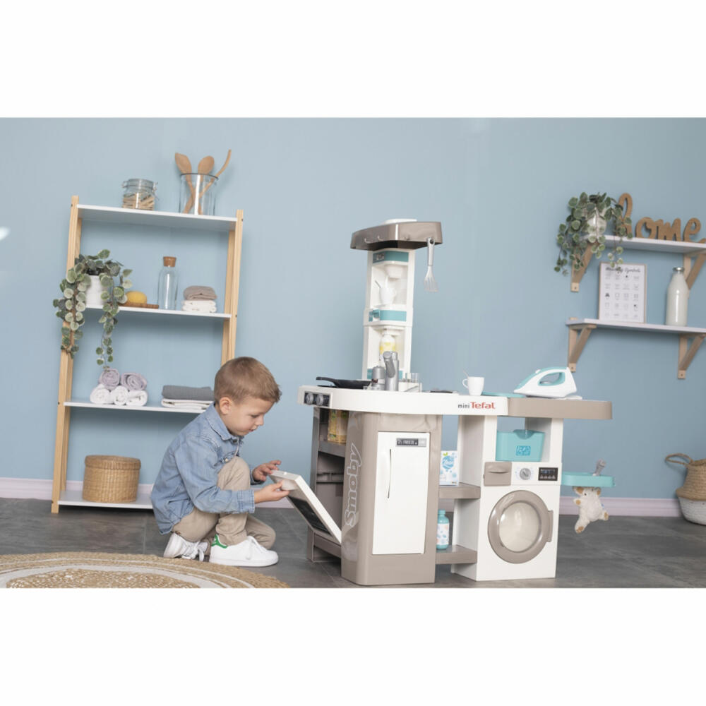 Smoby Tefal Spielküche Studio + Waschsalon, Kinderküche, Spielzeugküche, Waschmaschine, 7600311050