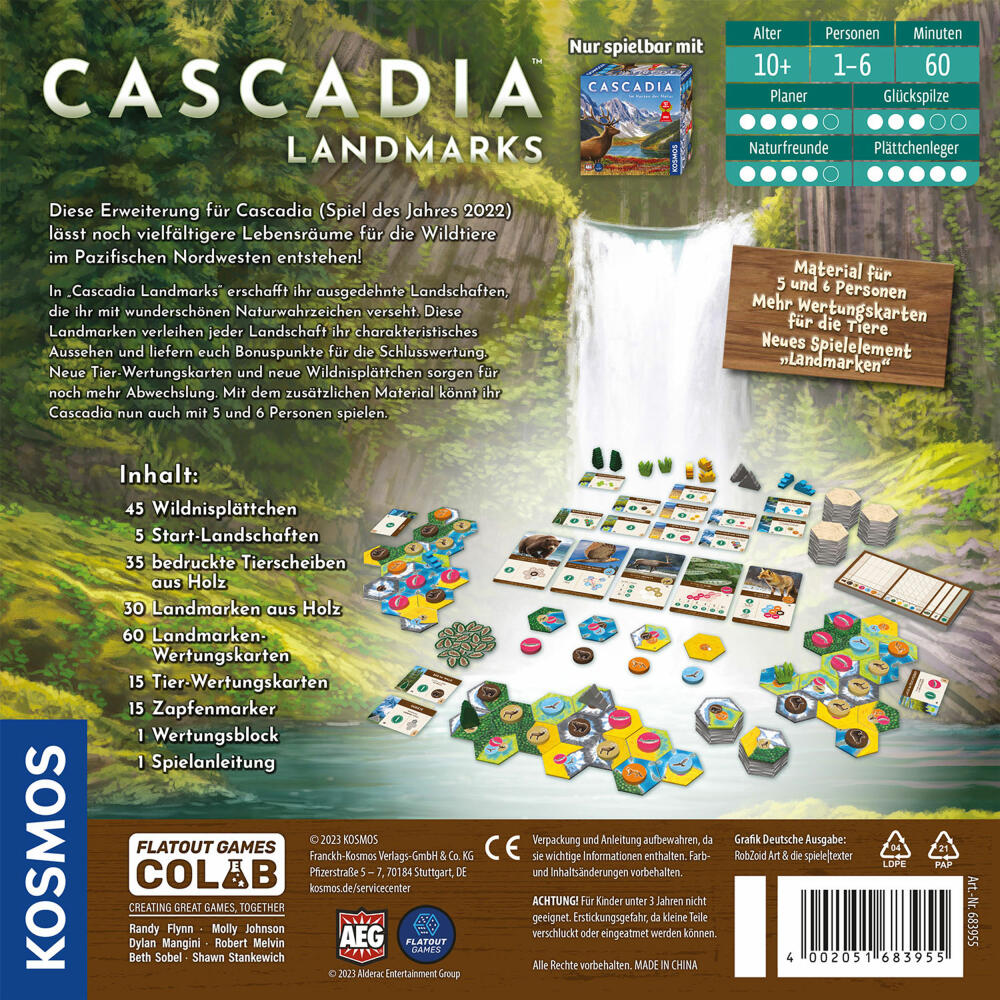 KOSMOS Cascadia - Landmarks Erweiterung, Ergänzung zum Spiel des Jahres 2022, ab 10 Jahren, 683955