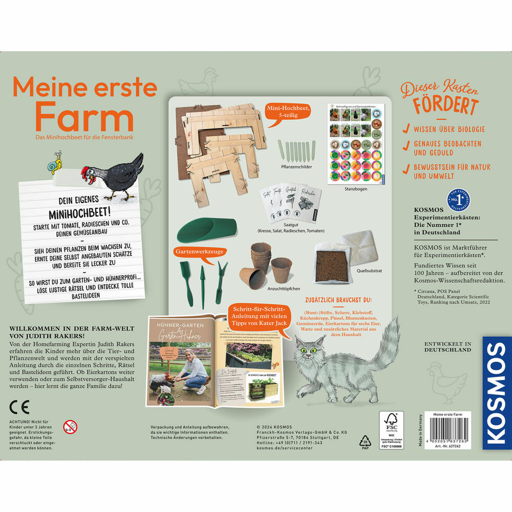 KOSMOS Judith Rakers My first farm, experiment kit, mini raised bed, raised bed, windowsill, 637262