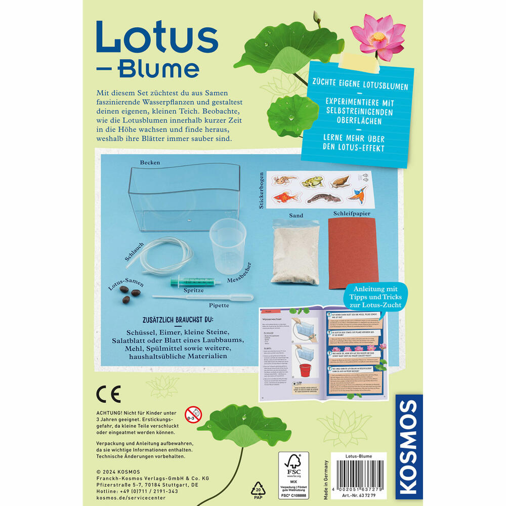 KOSMOS Lotus Flower, Growing Kit, Aquatic Plant, Growing Plants, Children, Ages 8 and Up, 637279