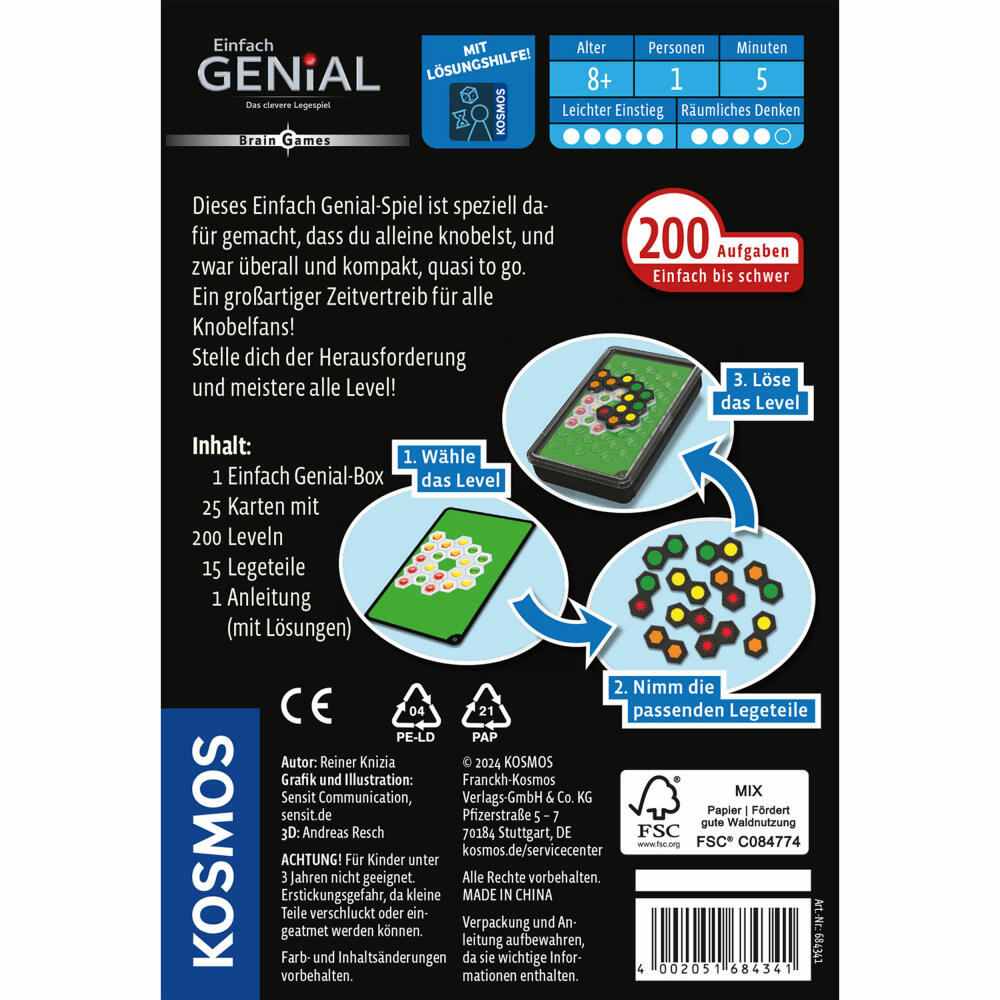 KOSMOS Simply Brilliant Brain Games, logic game, thinking game, puzzle game, from 8 years, 684341