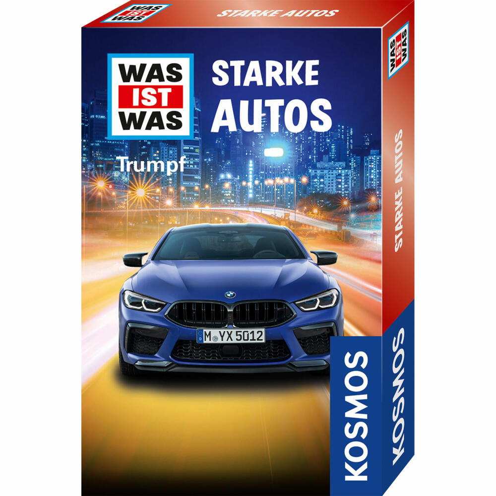 KOSMOS WAS IST WAS Trumpf Starke Autos, Kartenspiel, Trumpfspiel, Familienspiel, 741884