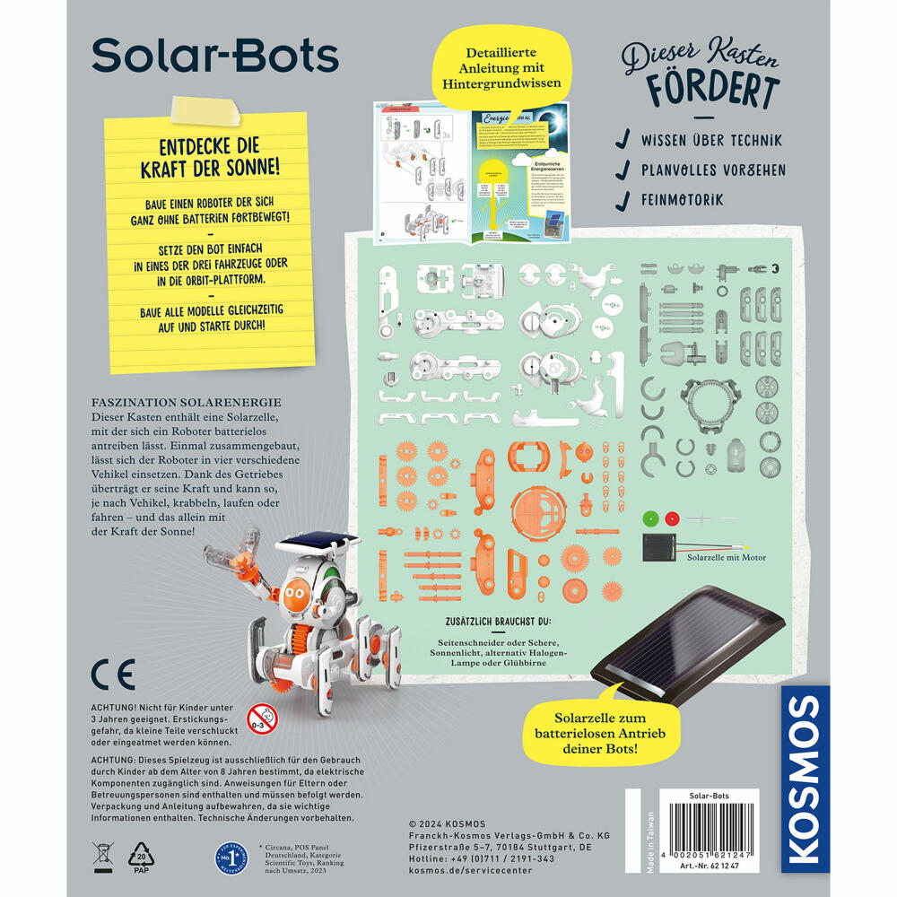 KOSMOS Solar Bots, Experimentierkasten, Modelle, Baukasten, Bauset, ab 8 Jahren, 621247