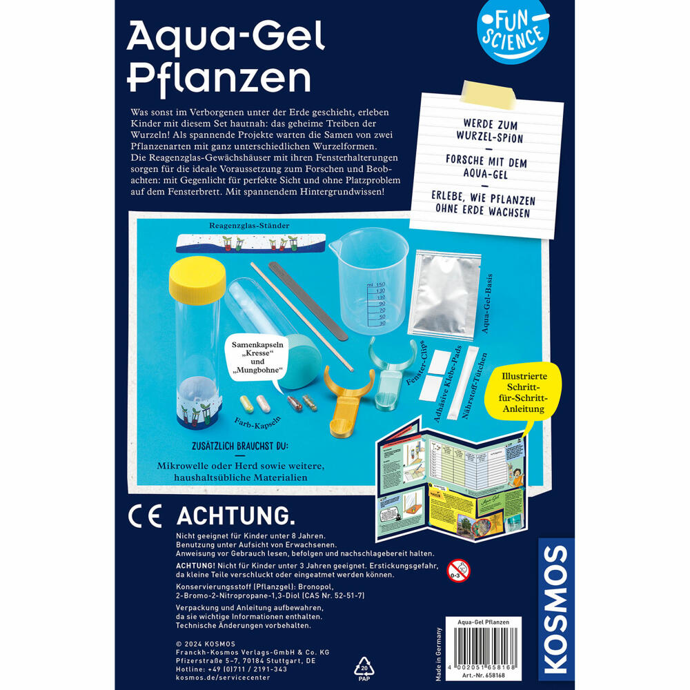 KOSMOS Fun Science Aqua-Gel Pflanzen, Experimentierkasten, Weltraum-Forschung, Kinder, ab 8 Jahren, 658168