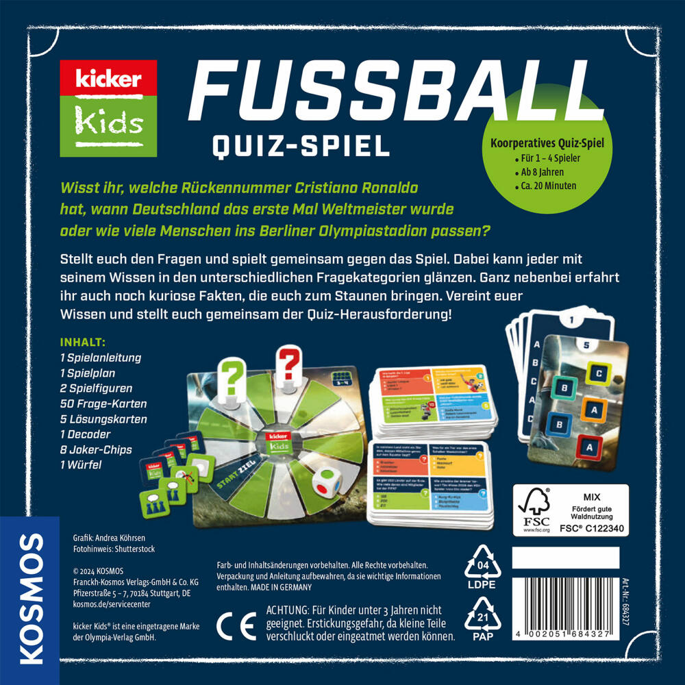 KOSMOS Kicker Kids Football Quiz Game, Quiz Game, Knowledge Game, from 8 years, 684327