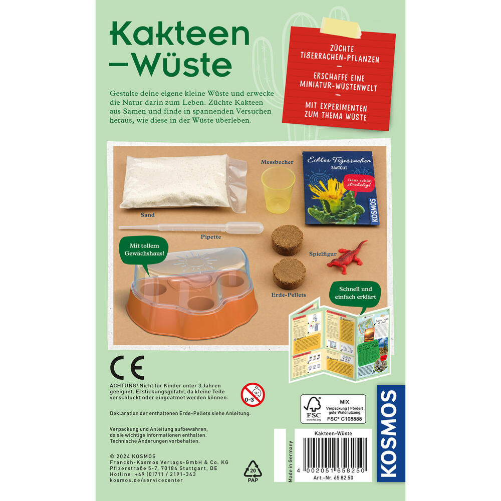 KOSMOS Bring-along Experiments Cactus Desert, Experiment Set, Cacti, Children, from 6 years, 658250