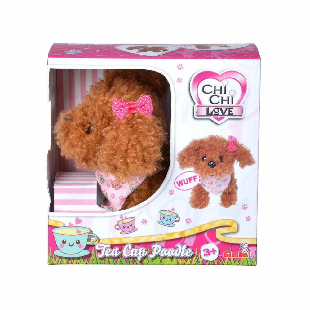 Simba ChiChi Love Tea Cup Poodle Puppy, electronic cuddly toy, plush dog, dog with function, toy, 105890015