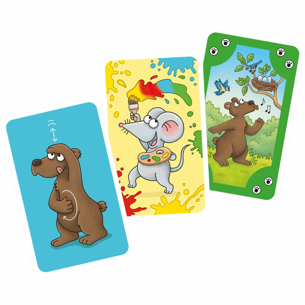 Schmidt Spiele Mauseschlau & Bärenstark Movement-Mau Mau, children's game, card game, from 3 years, 75058