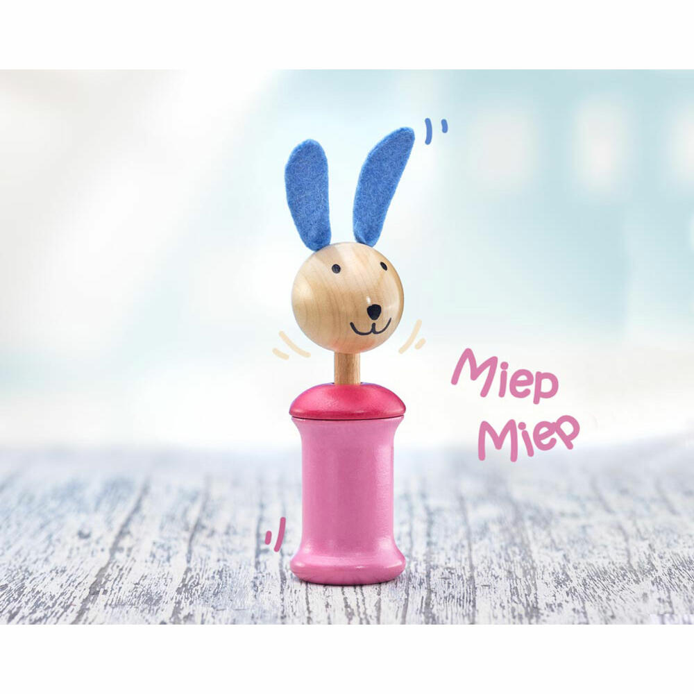Selecta Spielzeug Anni Hase Grasping Toy with Squeaker, Rattle, Baby Game, Baby Toy, Wood, 17 cm, 61057
