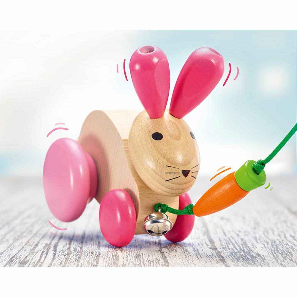 Selecta Spielzeug Hanna Hoppel pull-along rabbit, push toy, toddler game, toddler toy, wood, 13 cm, 62023