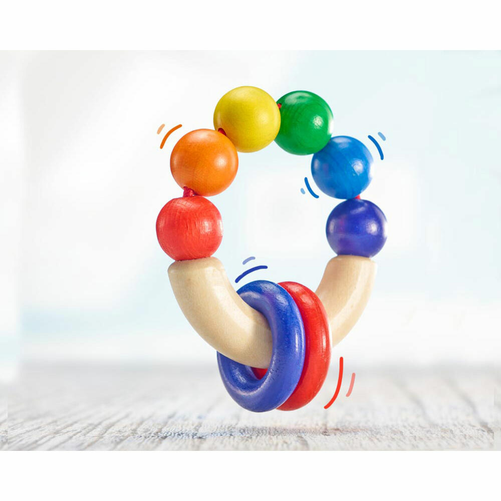 Selecta Spielzeug Rondello grasping toy, rattle, baby game, baby toy, wood, 7.5 cm, 61007