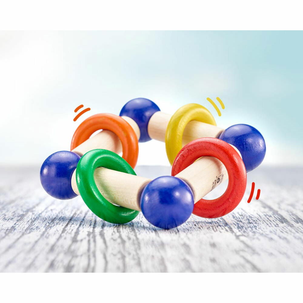 Selecta Spielzeug Giralo Grasping Toy Square, Rattle, Baby Game, Baby Toy, Wood, 12 cm, 61025