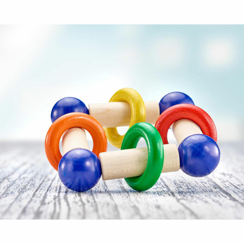 Selecta Spielzeug Giralo Grasping Toy Square, Rattle, Baby Game, Baby Toy, Wood, 12 cm, 61025